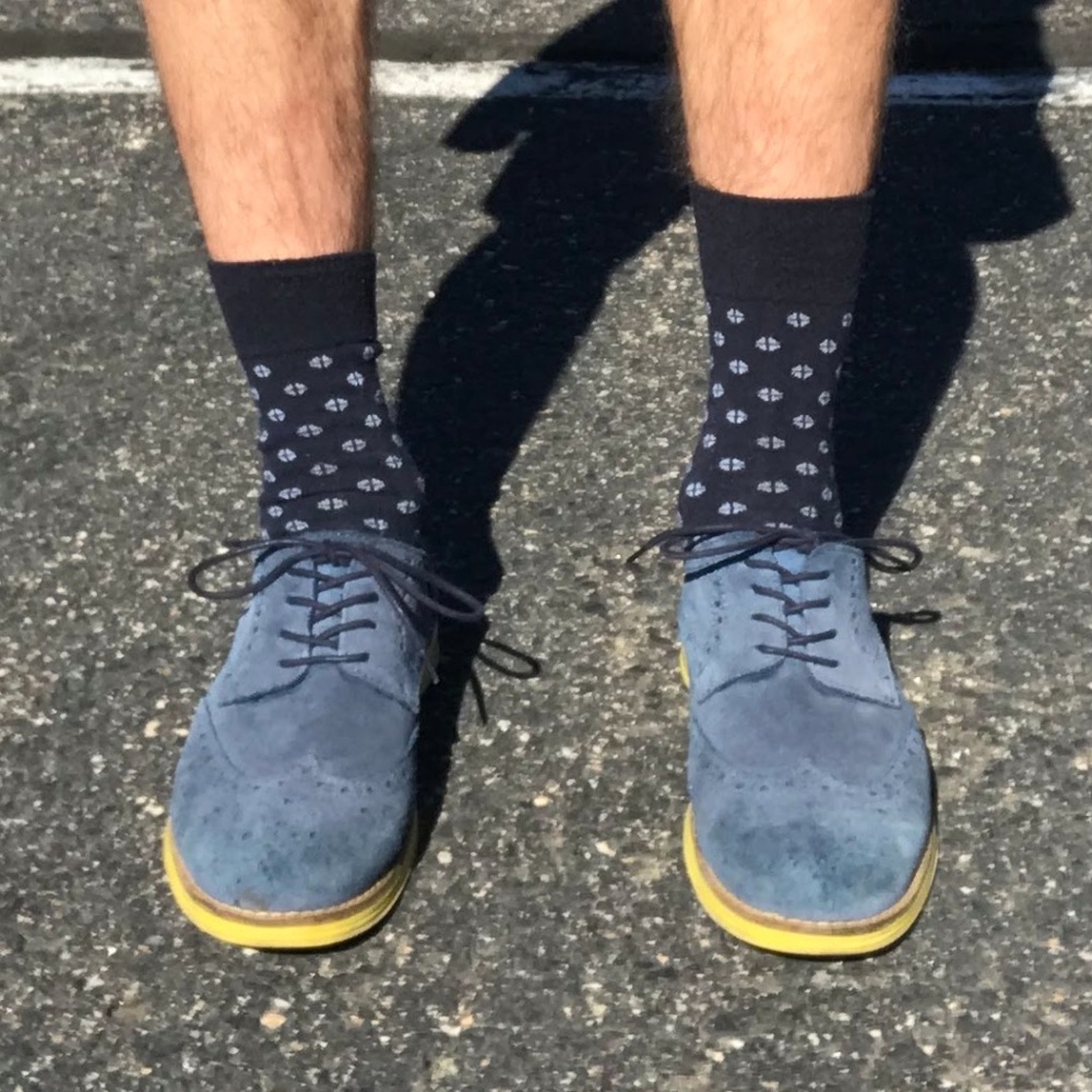Aldo Blue and Yellow Suede Wingtips - Picture 2 of 7